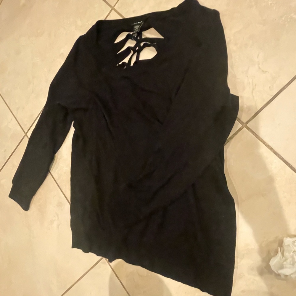 Black Long Sleeve Top with Cutout Detail